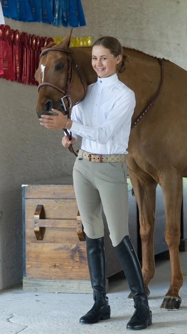 Ovation Euroweave Side Zip Breeches For Girls 1 Ovation Euroweave Side Zip Breeches For Girls