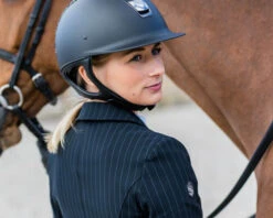Samshield Alix Jacket -Horseback Riding Clothing Store alix jacket black chalk stripe lifestyle back samshield 55454.1654205532