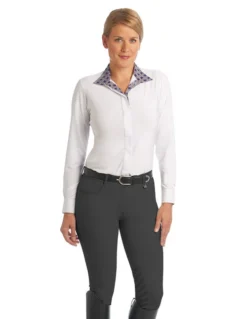 Ovation Aqua-X Knee Patch Breeches -Horseback Riding Clothing Store aqua x silicone KP black front 469889 ovation 54888.1626551366