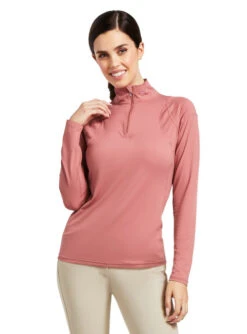 Ariat Auburn Quarter Zip Baselayer -Horseback Riding Clothing Store auburn 1 4 zip baselayer antique rubia front 10039493 ariat 56386.1662078725