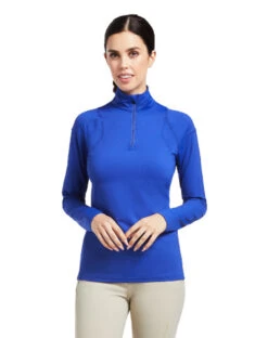 Ariat Auburn Quarter Zip Baselayer -Horseback Riding Clothing Store auburn 1 4 zip baselayer mazarine blue front 10039496 ariat 48391.1645308602