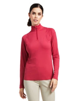 Ariat Auburn Quarter Zip Baselayer -Horseback Riding Clothing Store auburn 1 4 zip baselayer red bud front 10039495 ariat 18560.1662078733