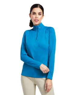 Ariat Auburn Quarter Zip Baselayer -Horseback Riding Clothing Store auburn 1 4 zip baselayer saxony blue front 10039494 ariat 2 40524.1662078744