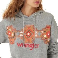 Wrangler Aztec Cropped Hoodie -Horseback Riding Clothing Store aztec cropped hoodie grey detail 112317351 wrangler EDITED 98268.1664646849