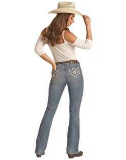 Rock & Roll Aztec Embroidered Jean -Horseback Riding Clothing Store aztec emb mr bc lt.vintg back RRWD4MR0XR rock n roll denim 60065.1675200948