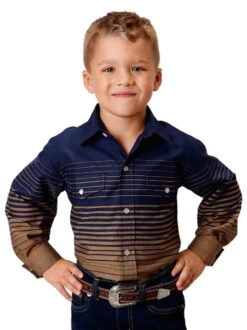 Boys Roper Border Stripe Snap Shirt 5 Boys Roper Border Stripe Snap Shirt -Horseback Riding Clothing Store boys border stripe navy front 0103000430455 roper 94140.1663121468