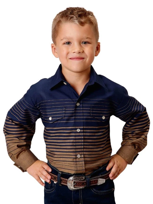Boys Roper Border Stripe Snap Shirt 3 Boys Roper Border Stripe Snap Shirt - Image 3