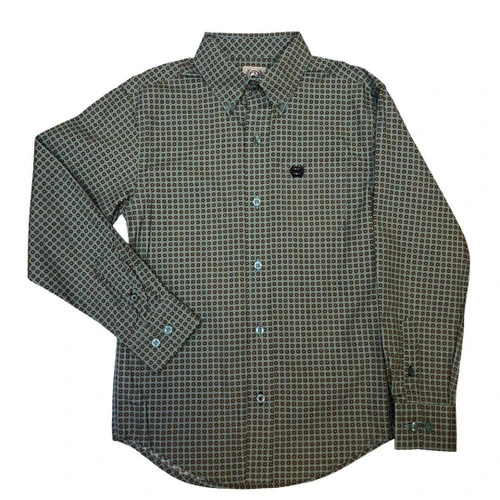 Boys Cinch Blue Foulard Button-Down Shirt 2 Boys Cinch Blue Foulard Button-Down Shirt - Image 2