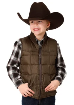 Roper Boys Insulated Vest -Horseback Riding Clothing Store boys vest brown front 0339707630526 roper 03055.1662062230