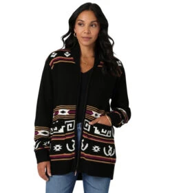 Wrangler Bronc Zip Cardigan Sweater 5 Wrangler Bronc Zip Cardigan Sweater -Horseback Riding Clothing Store bronc cardigan sweater black front 112335804 wrangler 77357.1689990898