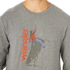 Wrangler Men's Bull Rider Tee -Horseback Riding Clothing Store bull rider tee graphite front detail MQ6202H wrangler 39933.1636310552