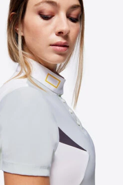 RG Button Competition Polo Short Sleeve -Horseback Riding Clothing Store button competition polo ss lt.grey detail POW003 JS001 8100 cavalleria toscana 56896.1670277087