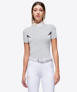 RG Button Competition Polo Short Sleeve -Horseback Riding Clothing Store button competition polo ss lt.grey front POW003 JS001 8100 cavalleria toscana 56078.1670277312