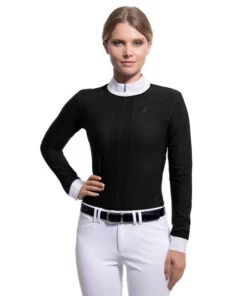 Samshield Camille Show Shirt Long Sleeve -Horseback Riding Clothing Store camille show ls black front samsheild 82259.1638829154