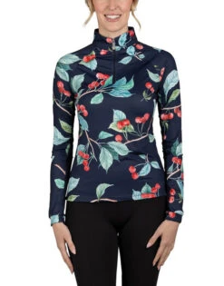 Kastel Denmark Navy Cherry Shirt Long Sleeve -Horseback Riding Clothing Store cherries ls cherries front LSNAC kastel 54855.1689119568