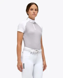 Cavalleria Toscana Mitered Competition Polo Short Sleeve 7 Cavalleria Toscana Mitered Competition Polo Short Sleeve -Horseback Riding Clothing Store compet polo mitered ss lt.grey side POD308 JE158 8100 cavalleria toscana 91615.1664058084