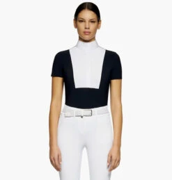 Cavalleria Toscana Hunter Competition Shirt Short Sleeve 14 Cavalleria Toscana Hunter Competition Shirt Short Sleeve -Horseback Riding Clothing Store competition SS poplin bib black front CAD192 JE002 CT 16368.1690565756