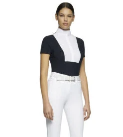 Cavalleria Toscana Hunter Competition Shirt Short Sleeve 15 Cavalleria Toscana Hunter Competition Shirt Short Sleeve -Horseback Riding Clothing Store competition SS poplin bib navy side CAD192 JE002 7901 CT 84887.1690565745