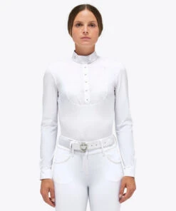 Cavalleria Toscana Poplin Pleats Competition Shirt -Horseback Riding Clothing Store competition poplin pleats ls white front CAD230 JE022 0001 cavalleria toscana 30908.1684976068