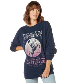 Wrangler Cowboy Ride Sweatshirt -Horseback Riding Clothing Store cowboy ride sweatshirt navy front 112335643 wrangler 75748.1689438475
