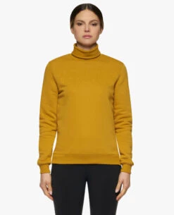 Cavalleria Toscana Embossed Turtleneck Pullover -Horseback Riding Clothing Store ct emboss turtleneck pullover yl.ochre front FED106 CO100 2B00 cavalleria toscana 08732.1664063436