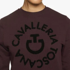 Cavalleria Toscana Orbit Logo Sweatshirt -Horseback Riding Clothing Store ct orbit crew burgundy front detail FED103 CO079 3A00 cavalleria toscana 39689.1657140089
