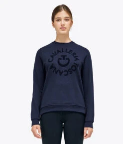 Cavalleria Toscana Orbit Logo Sweatshirt -Horseback Riding Clothing Store ct orbit crew navy front FED103 CO079 CT 24573.1667273499