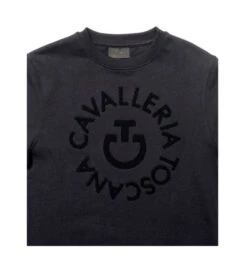 Cavalleria Toscana Orbit Logo Sweatshirt -Horseback Riding Clothing Store ct orbit crew navy front detail FED103 CO079 cavalleria toscana 86033.1667273507