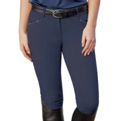 Ovation Elegance Sparkle Knee Patch Breeches -Horseback Riding Clothing Store elegance KP breech navy 471195 ovation 59233.1626210676