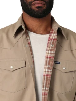 Men's Wrangler Flannel Lined Work Shirt -Horseback Riding Clothing Store flannel lined workshirt brn.khak detail 112330931 wrangler 42487.1689642264