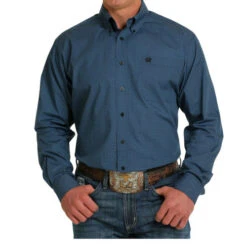 Men's Cinch Blue Geo Print Shirt Long Sleeve -Horseback Riding Clothing Store geo print shirt ls blue front MTW1105510 cinch 73116.1677633978