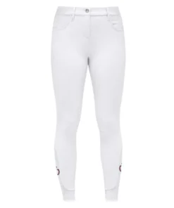 Girls Cavalleria Toscana CT Motif Print Breeches -Horseback Riding Clothing Store girls CT motif breech white front PAA020 JE010 0001 CT 90209.1685034699