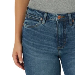 Wrangler Retro Green High Rise Trouser Jean -Horseback Riding Clothing Store green high rise trouser denim front detail 112317722 wrangler 72701.1670538158