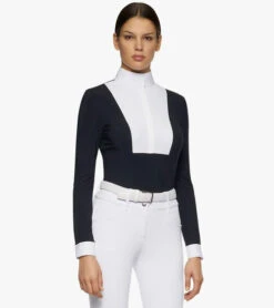 Cavalleria Toscana Hunter Competition Shirt Long Sleeve -Horseback Riding Clothing Store hunter competition LS navy side CAD191 JE002 7901 CT 68170.1690564923