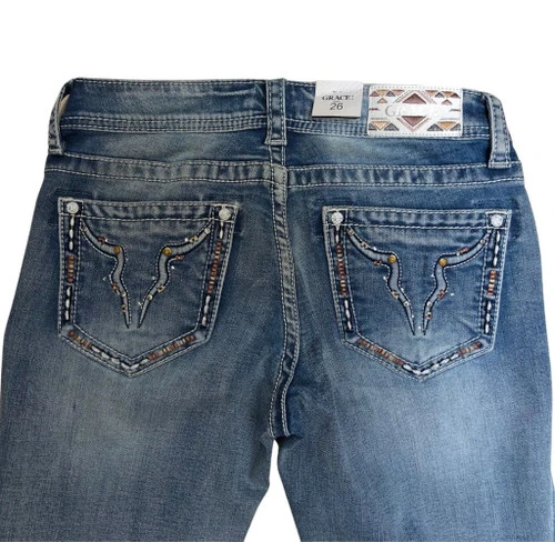Grace In LA Jr Fit Steer Head Pocket Jeans 1 Grace In LA Jr Fit Steer Head Pocket Jeans
