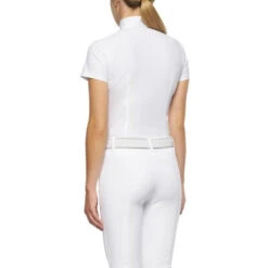 Girls Cavalleria Toscana Flock Dot Polo Short Sleeve -Horseback Riding Clothing Store kid flock print polo ss white back POA076 JE152 0001 16866.1656714388