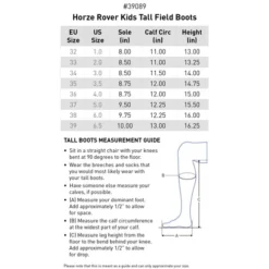 Kids Horze Rover Tall Boot -Horseback Riding Clothing Store kids rover boot size chart horze 41157.1669683467