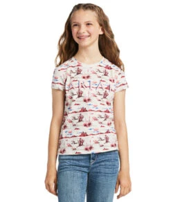 Ariat Girls REAL Yuma Print Tee -Horseback Riding Clothing Store kids yuma print tee front 10039503 ariat 34439.1641590615