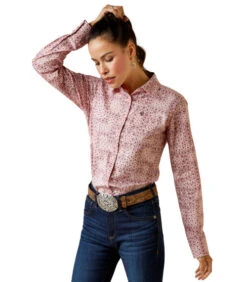 Ariat Kirby Stretch Shirt -Horseback Riding Clothing Store kirby paisley ls coral front1 10043475 ariat 09967.1676488583