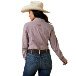 Ariat Kirby Stretch Shirt -Horseback Riding Clothing Store kirby stripe ls pomegran back 10043473 ariat 66236.1676488624