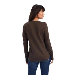 Ariat Lace Shoulder Henley Long Sleeve -Horseback Riding Clothing Store lace shoulder henley ls brazil nut back 10041342 ariat 51882.1659990907
