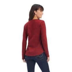 Ariat Lace Shoulder Henley Long Sleeve -Horseback Riding Clothing Store lace shoulder henley ls rouge back 10041340 ariat 91398.1659990923