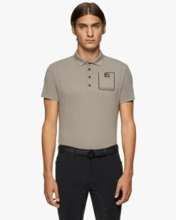 Men's Cavalleria Toscana Raceway Polo Short Sleeve -Horseback Riding Clothing Store men team raceway polo ss taupgrey front POU301 PA060 8C00 CT 33628.1659815419