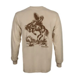 Men's SaltWater Riders Bronc T-Shirt -Horseback Riding Clothing Store mens bronc tee LS sand back SW Riders 06765.1687386842