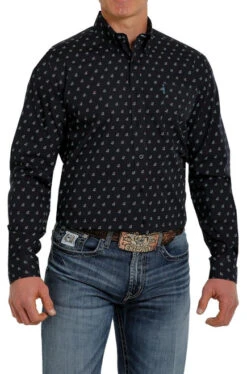 Cinch Modern Fit Print Shirt Long Sleeve 8 Cinch Modern Fit Print Shirt Long Sleeve -Horseback Riding Clothing Store moder fit print ls navy front MTW1347045 miller 93422.1652992351