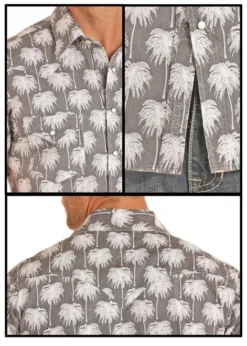 R&R Cowboy Palm Tree Short Sleeve Shirt -Horseback Riding Clothing Store palm tree SS shirt views B1S1141 panhandle 41190.1559331084