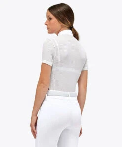 Cavalleria Toscana Pique Mesh Polo Short Sleeve -Horseback Riding Clothing Store pique tech mesh polo ss white back POD343 PA005 0101 cavalleria toscana 23773.1684977435