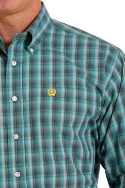 Men's Cinch Teal Plaid Shirt Long Sleeve