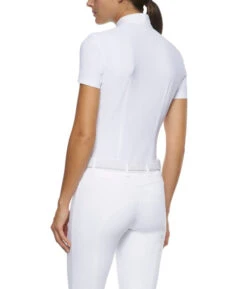 Cavalleria Toscana Pleated Shirt Short Sleeve -Horseback Riding Clothing Store pleated jersey SS white back CAD153 JE022 0001 CT 98780.1670880202