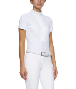 Cavalleria Toscana Pleated Shirt Short Sleeve -Horseback Riding Clothing Store pleated jersey SS white side CAD153 JE022 0001 CT 21265.1670880198